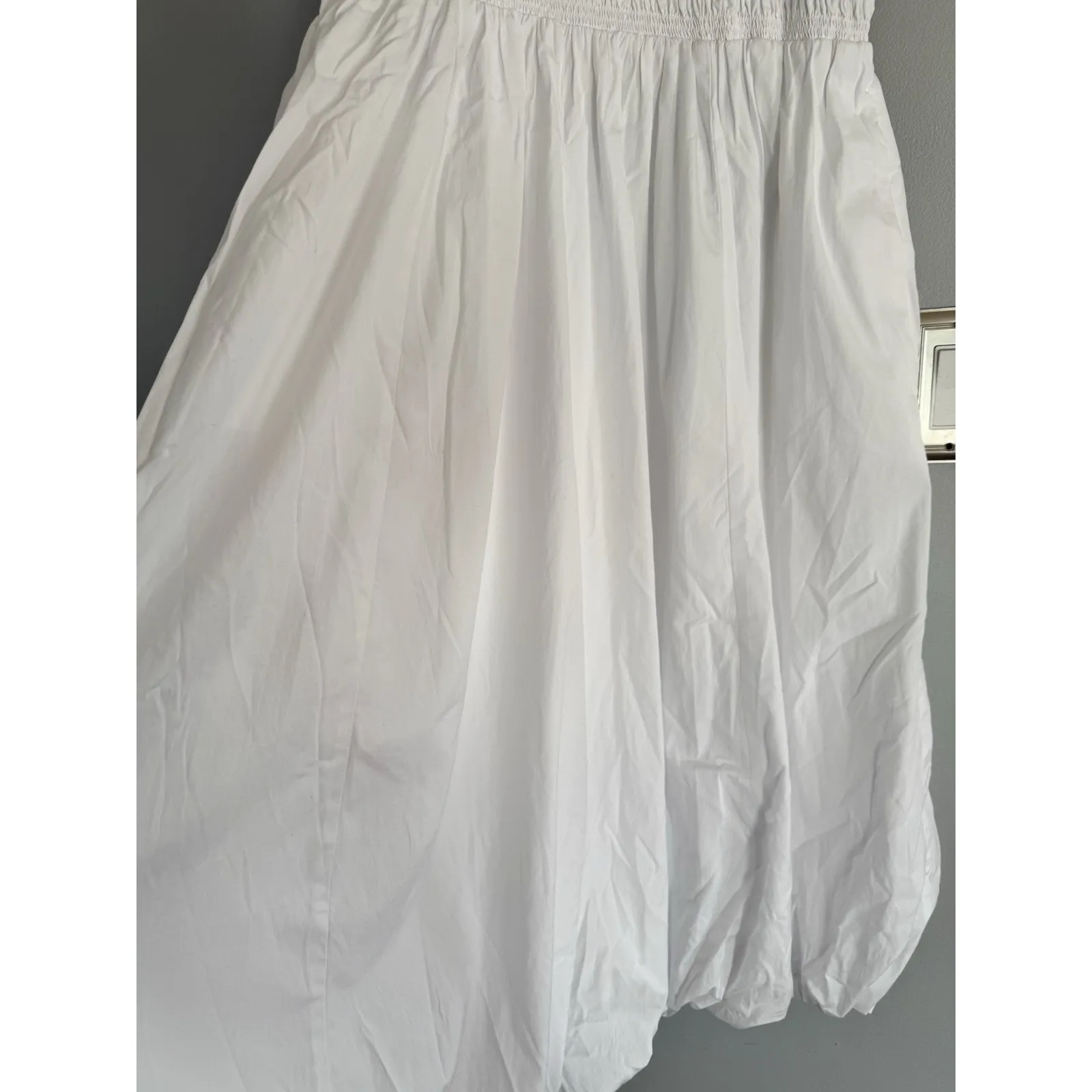 Madewell Melody Bubble Hem Smocked Midi Dress White Size XS - Image 8