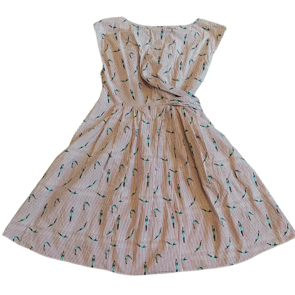 Maeve Anthropologie Red Stripe A-Line Dress Bathing Beauty Print Size 8 Women's - Image 8