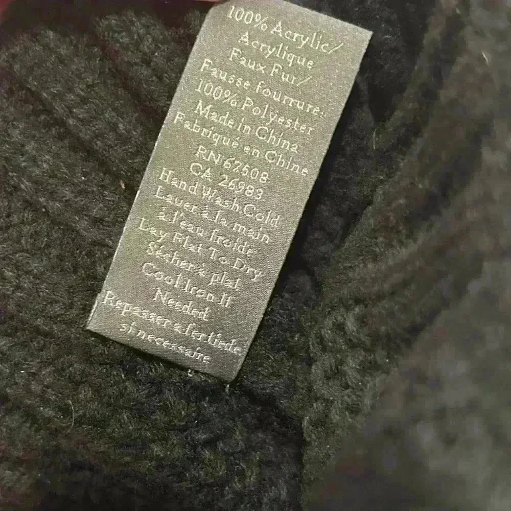 Vince Camuto Black Faux Fur Pompom Acrylic Knit Beanie Winter Snow Hat OS - Image 6