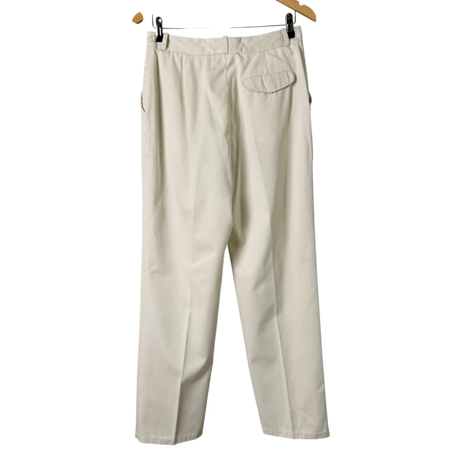 Vintage Sasson‎ Cream High Waisted Tailored Pants Straight Leg Cotton Blend, 12 - Image 7