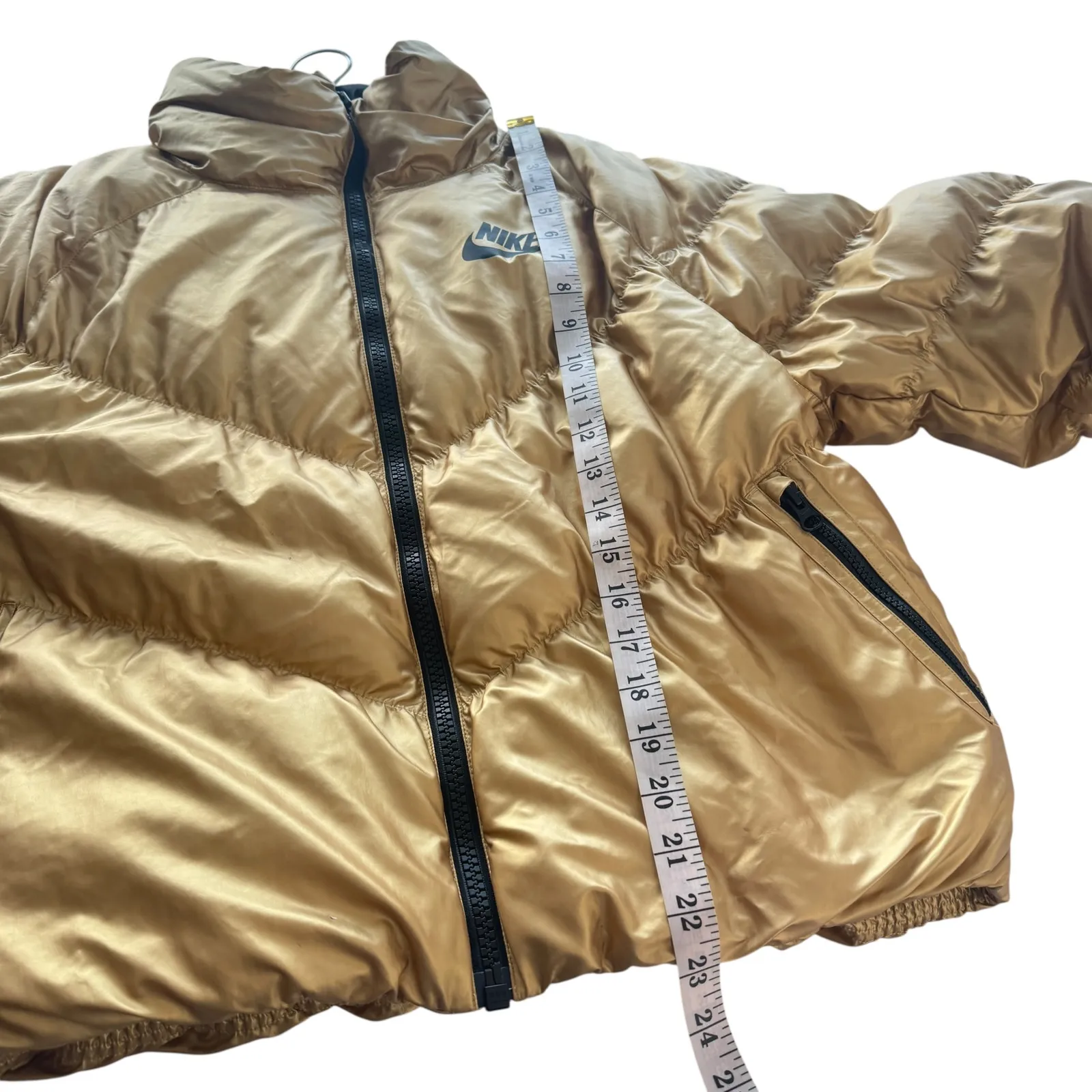 Nike Sportswear Womens Synthetic Fill Shine Jacket Gold Metallic Small S Puffer - Image 16