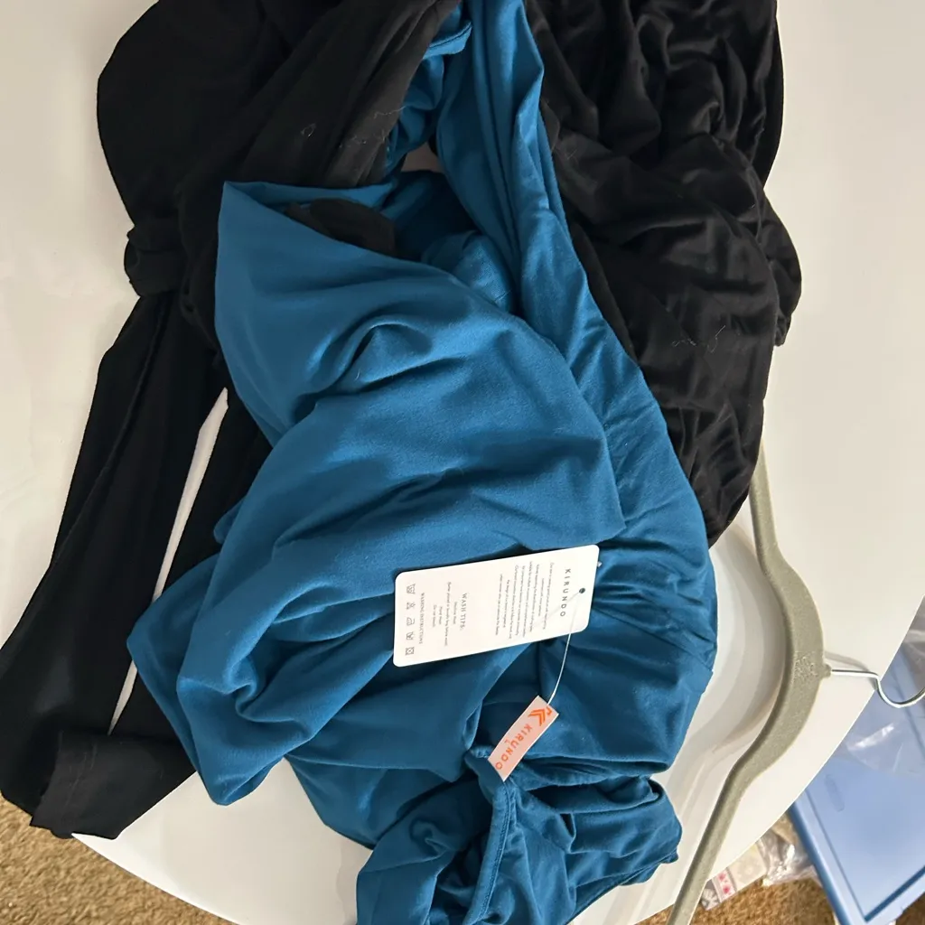 Teal Long Sleeve Wide Leg Jumpsuit NWT Blue Size L - Image 6