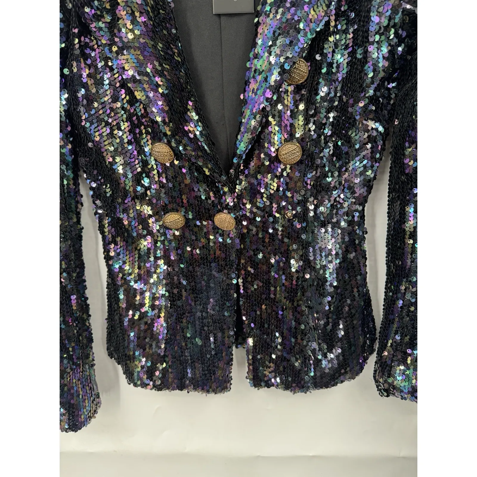 Athina Sequined Blazer Jacket Women Small Black NEW Retro Dark Fairy Party - Image 8