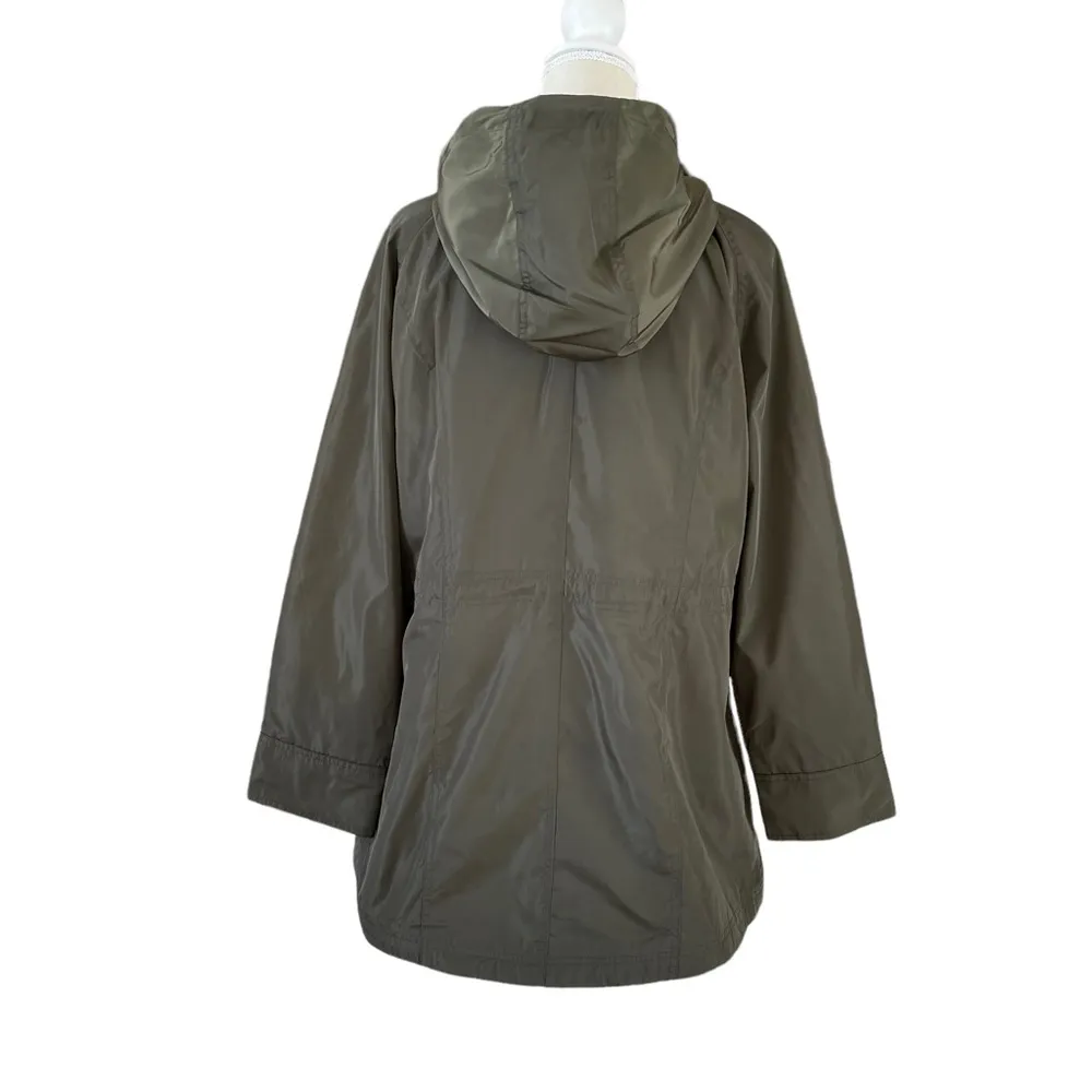 Michael Kors Women’s Olive Green Hooded Jacket Size L Lightweight Drawstring - Image 4