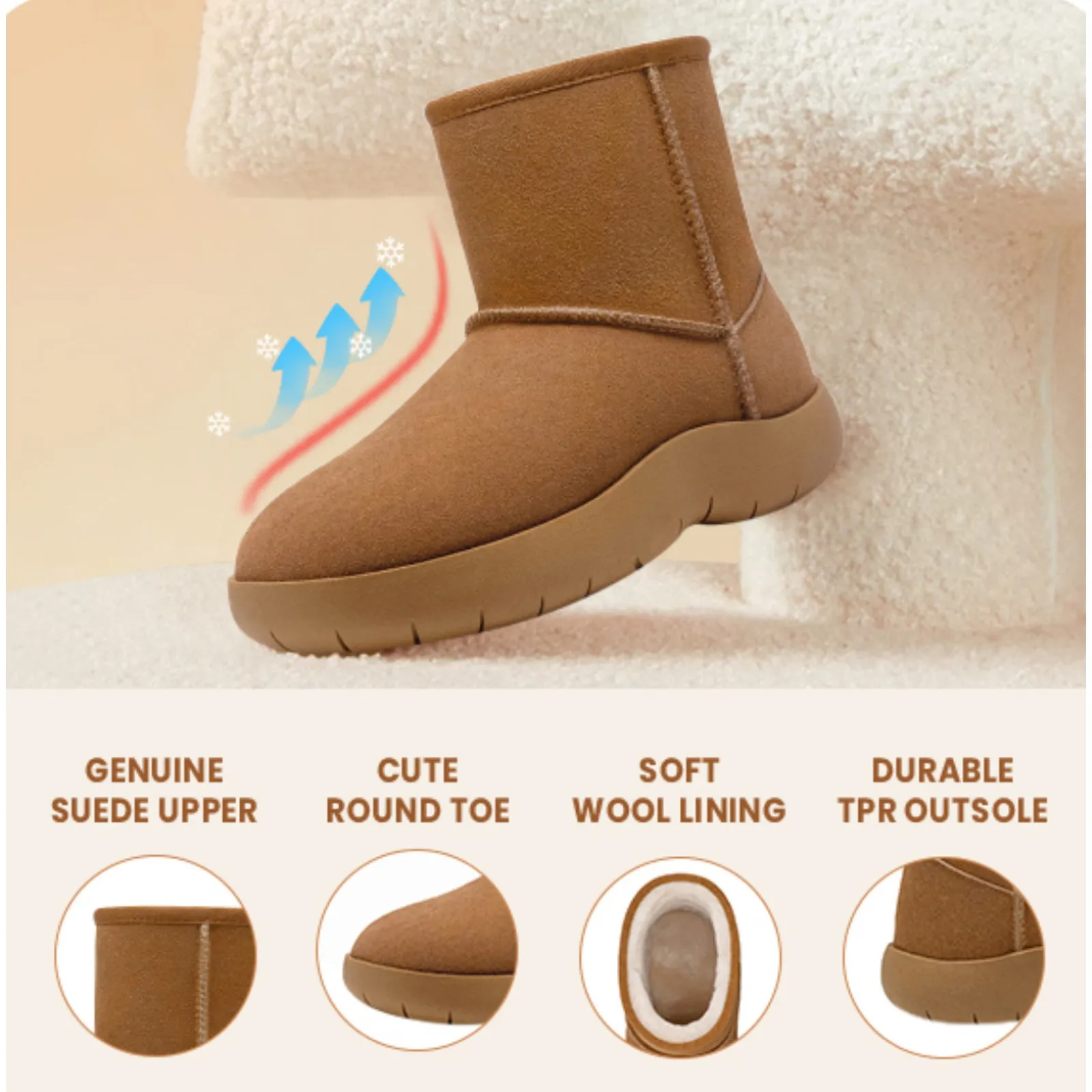 Athlefit Womens Platform Flat Bottom Boot Cognac New W/ Box Size 7.5 - Image 2