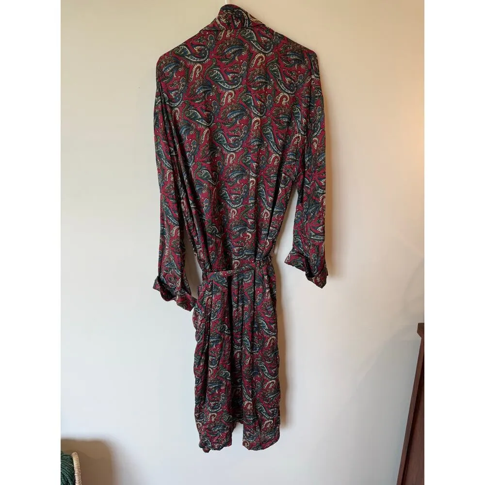 Silk Assets by Danco Long Sleeve Tie Waist Robe Paisley Red Women's One Size Size undefined - Image 2