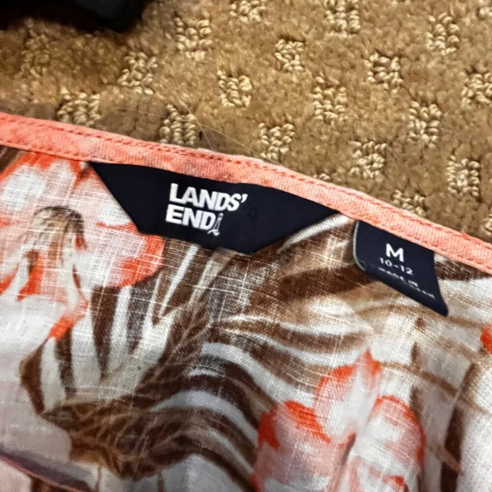 Lands End Linen Palm Leaf Top 100% Linen Size M 10 - Image 8