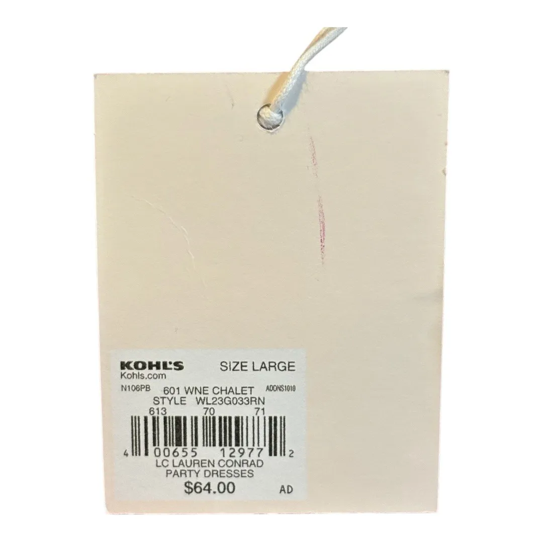 LC Lauren Conrad Dress Velvet Smocked Long Sleeve Ruffle Babydoll Size Large NWT - Image 7