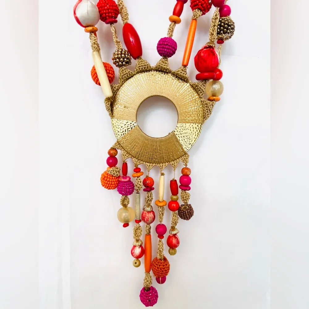 Chico’s | Orange&Pink Beaded Opera Necklace - Image 3