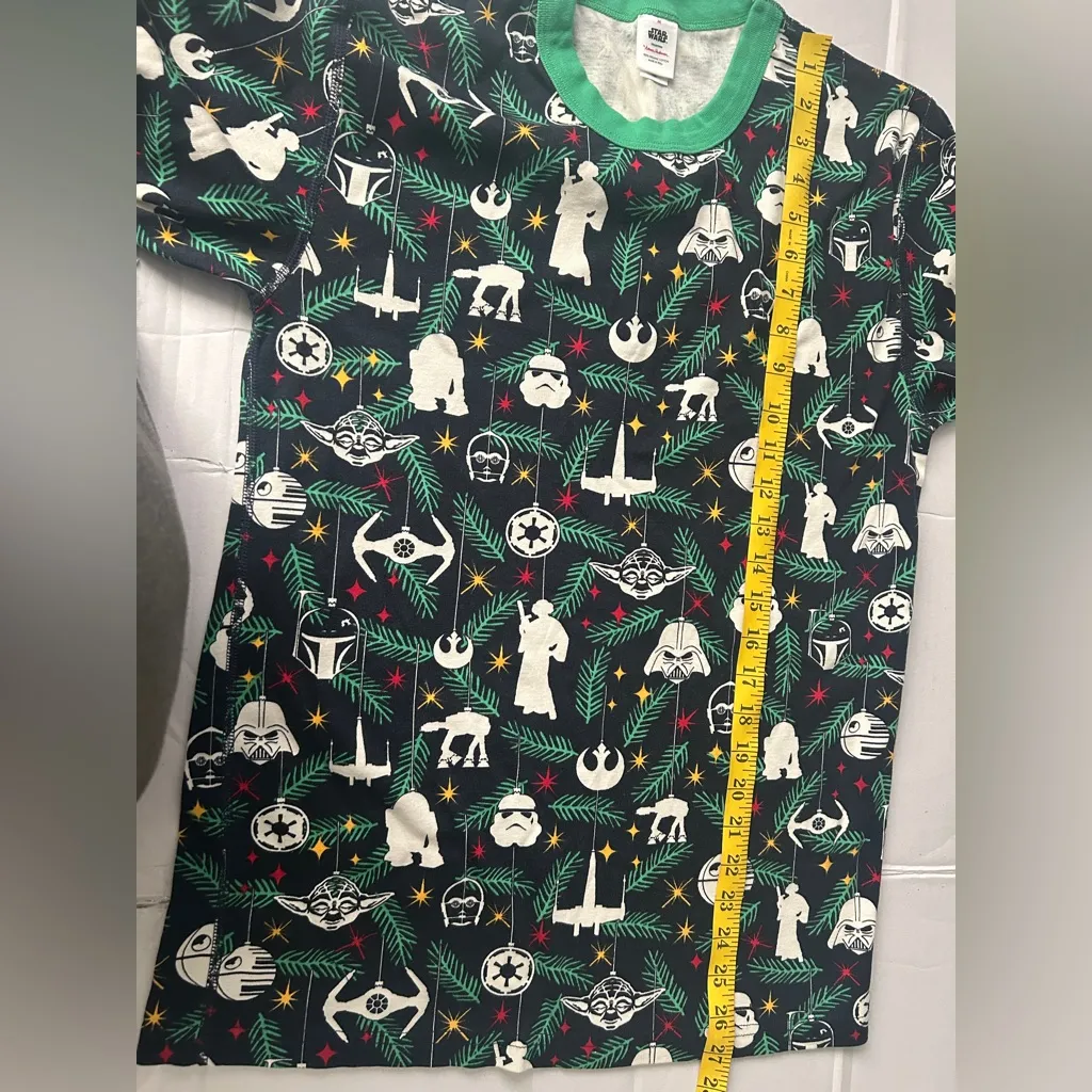 Hanna Andersson 100% Organic Cotton Pajama Top Christmas Star Wars Green Size M - Image 5