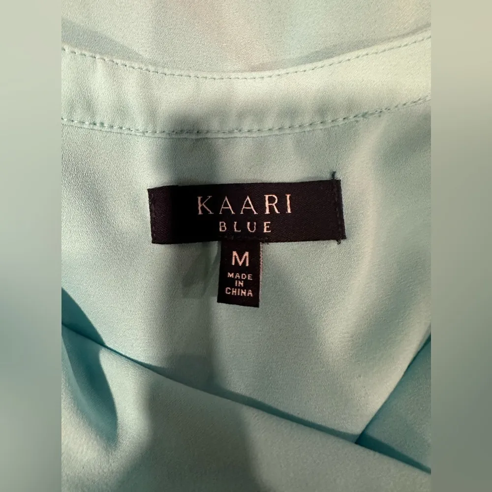 EUC KAARI BLUE V-Neck Sleeveless High Low Dress Top Blouse Career Summer - Image 5