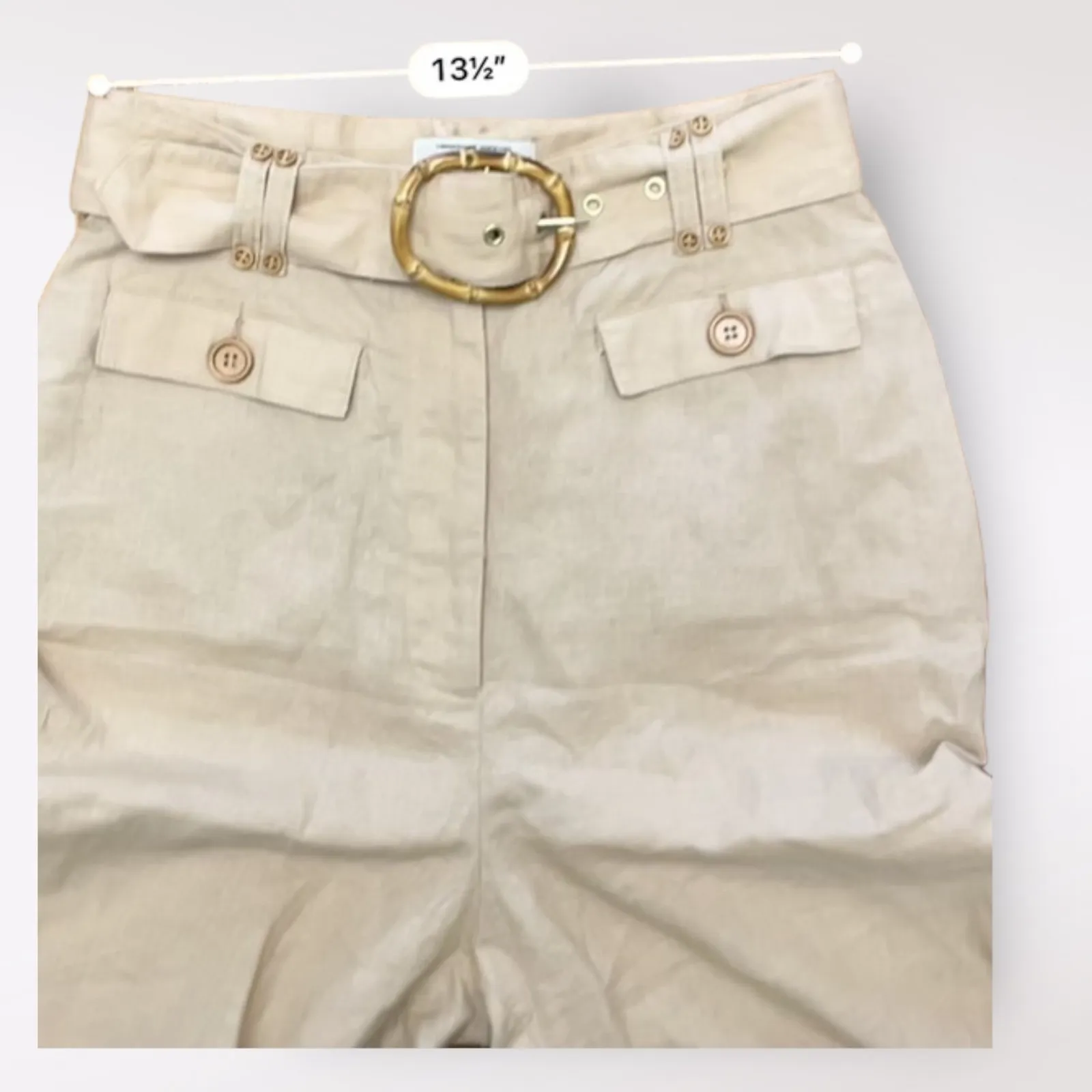 Finders‎ Keepers Pants Belted Size US 6 Tan Linen and Cotton - Image 4