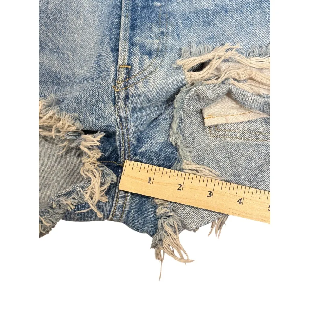 Levi's Premium 501 Shorts 26 Womens Distressed Denim Blue Ripped High-Waisted - Image 8