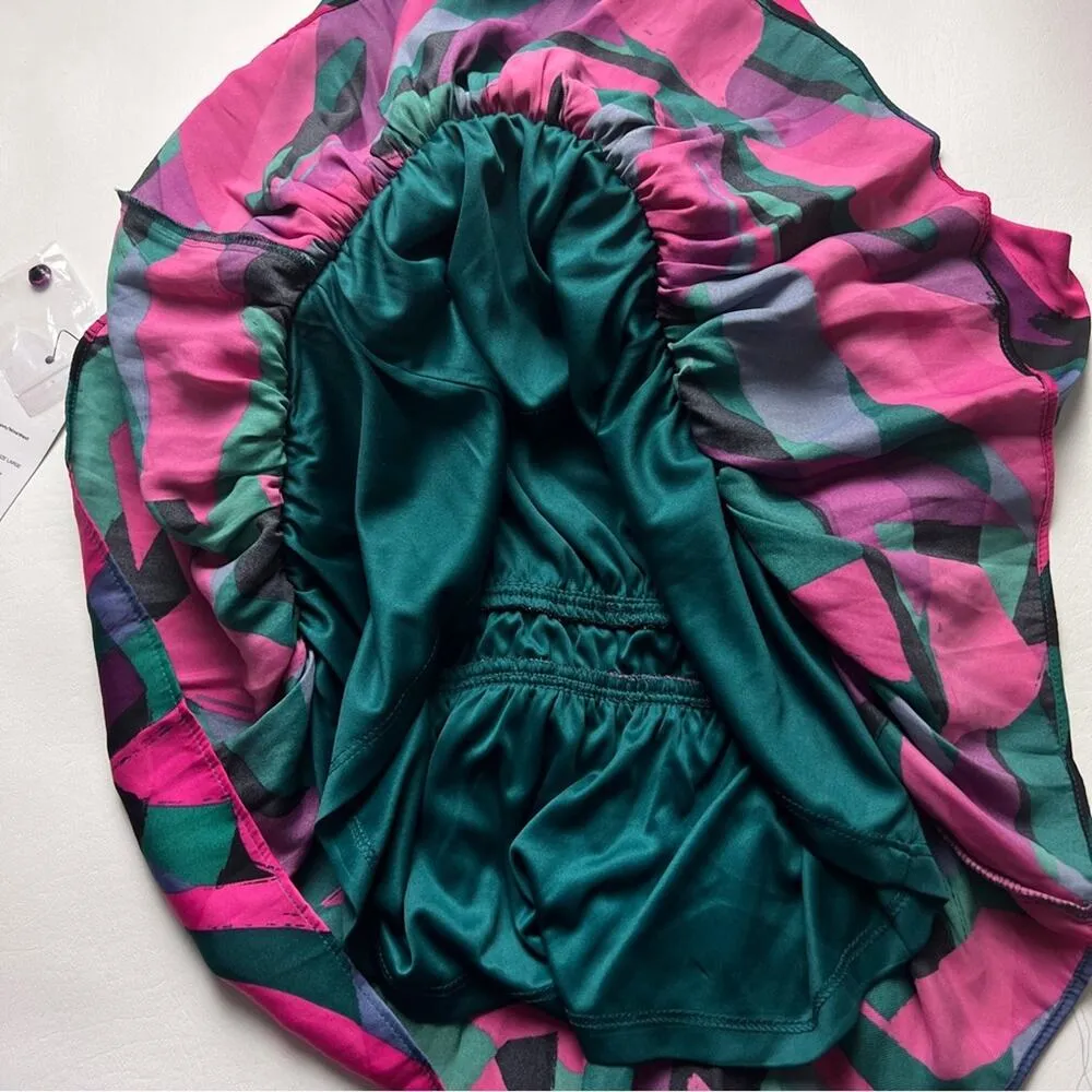 Nine West Women’s High Neck Floral Prism Elastic Waist Peplum Style Blouse Sz L - Image 8