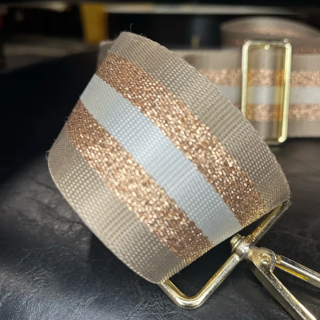 Elie Beaumont Metallic Rose Gold Stripe Adjustable Strap EB Hardware | Like New - Image 5