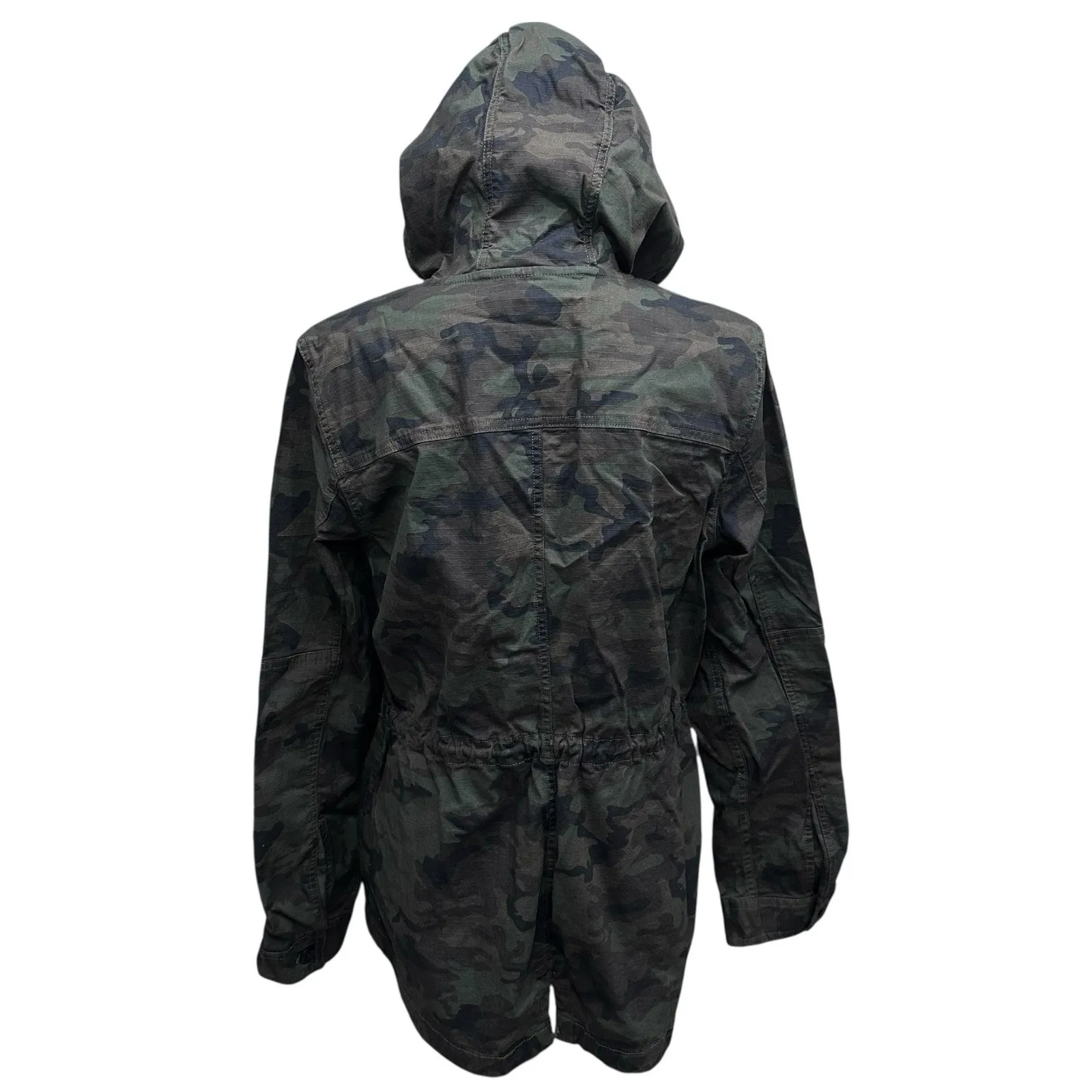 LL Bean Womens Sz L Camouflage Hooded Hiking Jacket Rip Stop Button Up Military Size L - Image 6