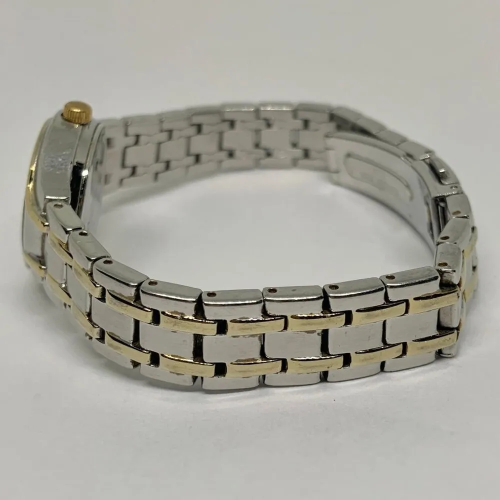 Timex indiglo women’s quartz analog date watch 25mm case gold silver tone link - Image 5