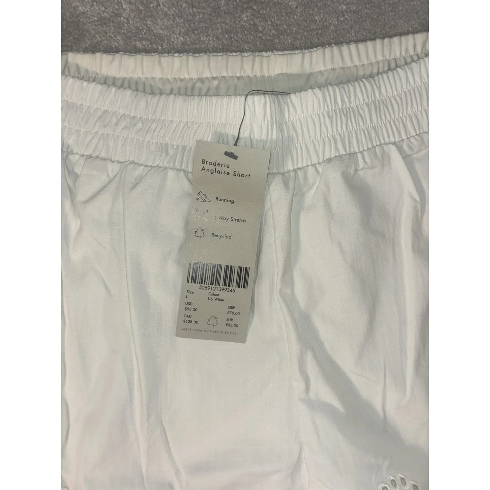 SWEATY BETTY BRODERIE ANGLAISE SHORTS‎ WOMENS Lily White L 10 RUNNING NWT EYELIT - Image 2