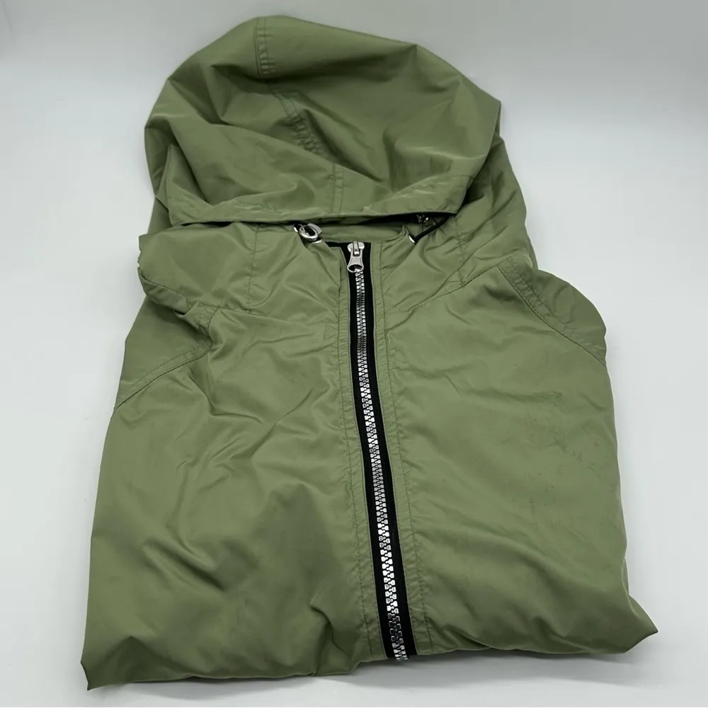 Forever 21 Olive Green Women's Hooded Jacket Green Oversized Windbreaker - Image 12