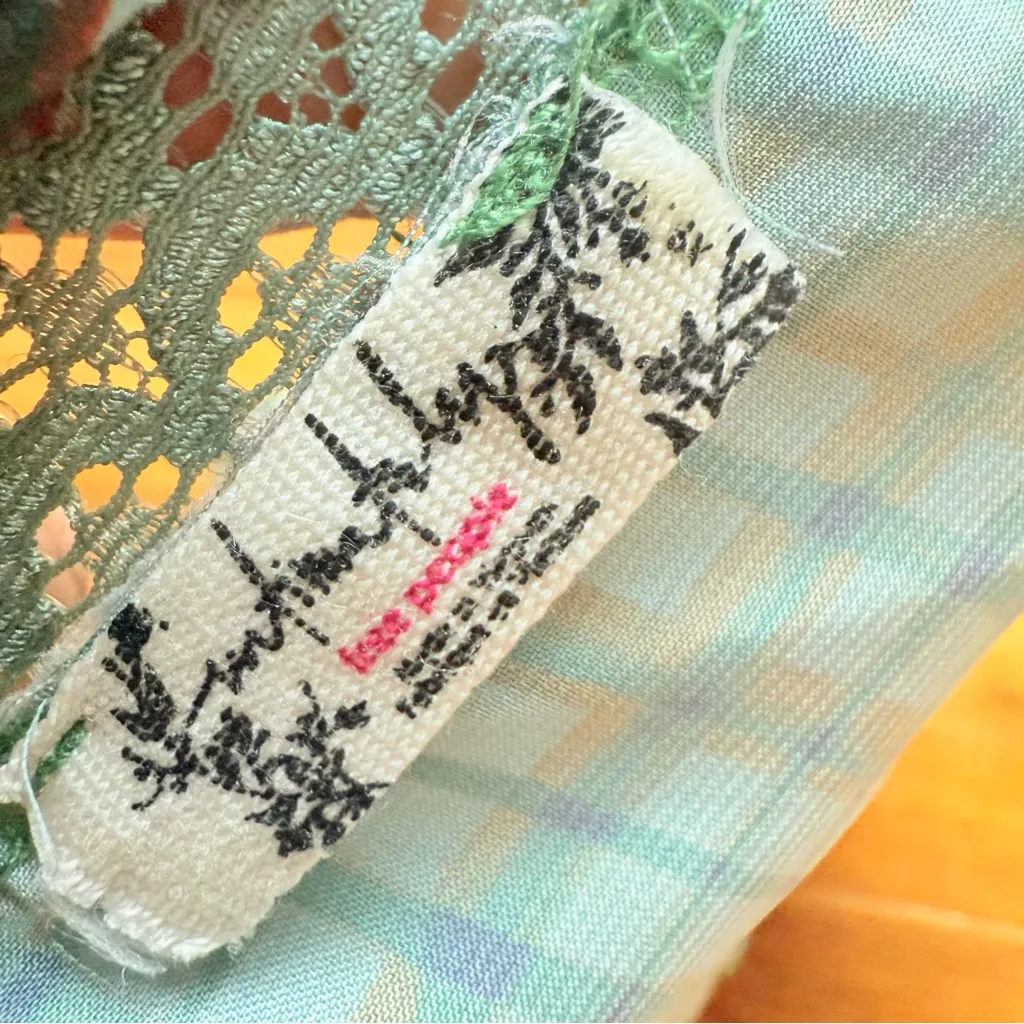 Free People Intimately Confidence Tank Top Camisole Green Plaid Satin XS - Image 6