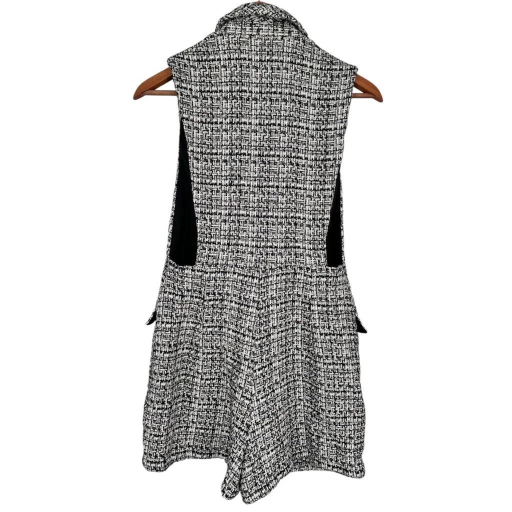 Zara Tweed Sleeveless Collared Romper size Medium Black White - Image 11