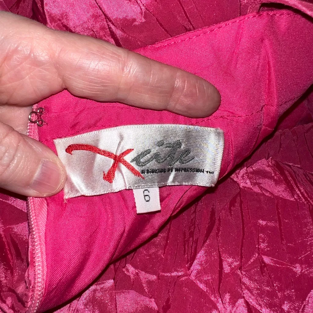 Pretty Vintage Y2K Xcite Pleated Taffeta Prom Gown! Pink Size 6 - Image 8