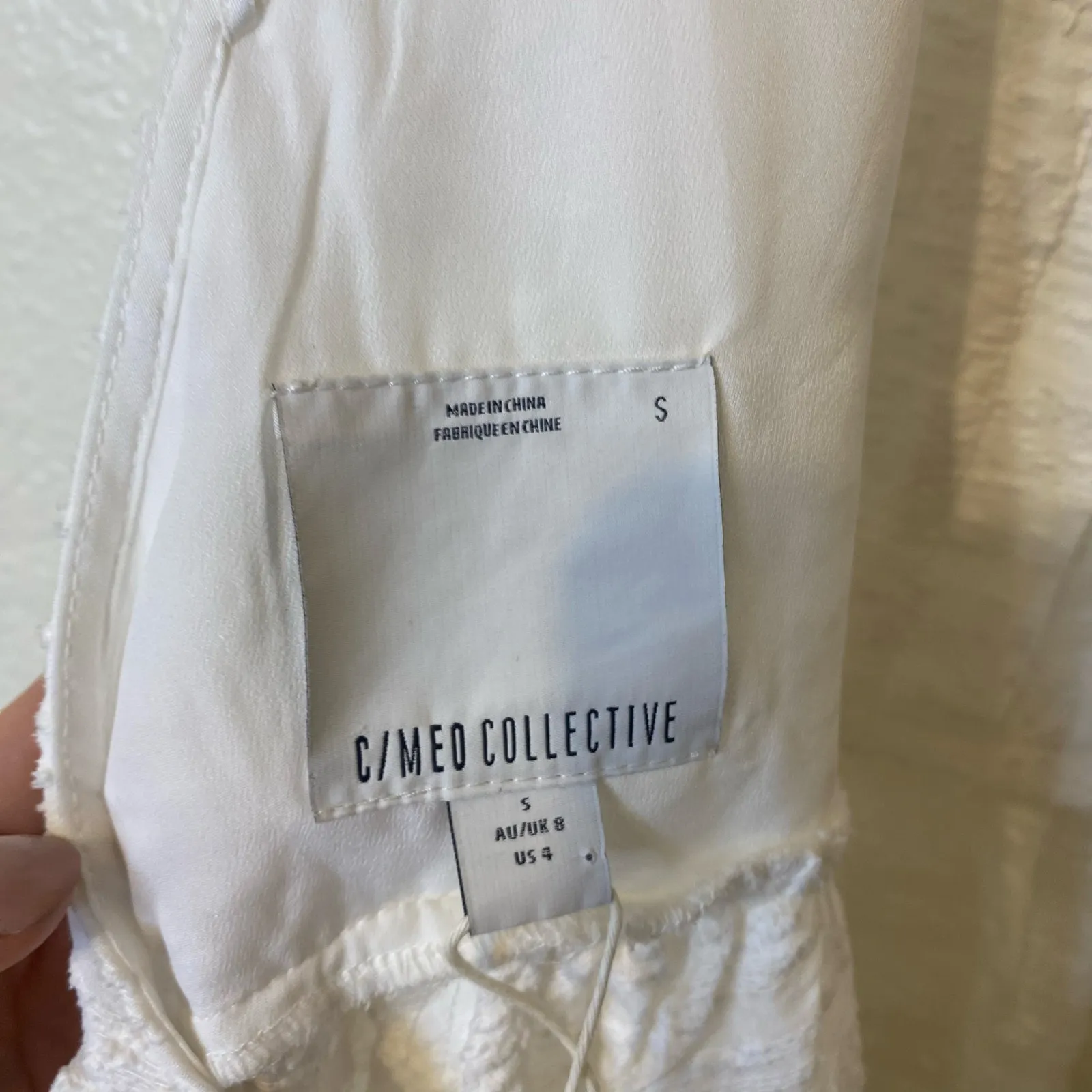 C/MEO Collective White High Neck Open Back Peplum NWT - Image 6