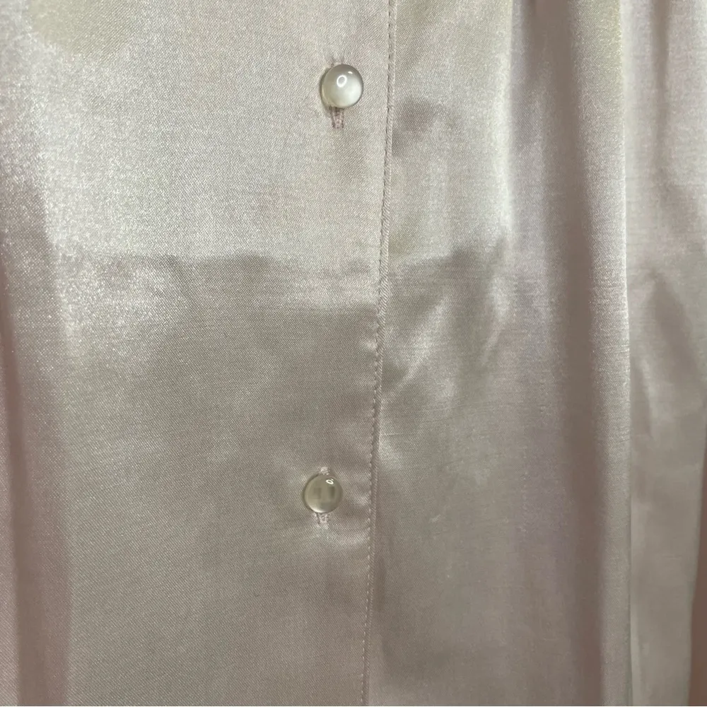 Vintage Sante Shirt Dress Nightgown Pink Satin Long Sleeve Button Collar M Size M - Image 6