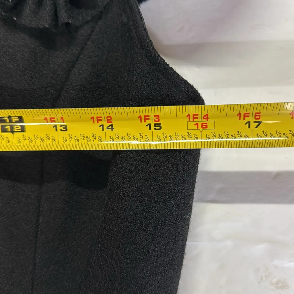 Vesade NY Size 4 Royal Black Wool Blend Dress Chic Mod Button Details flower - Image 13