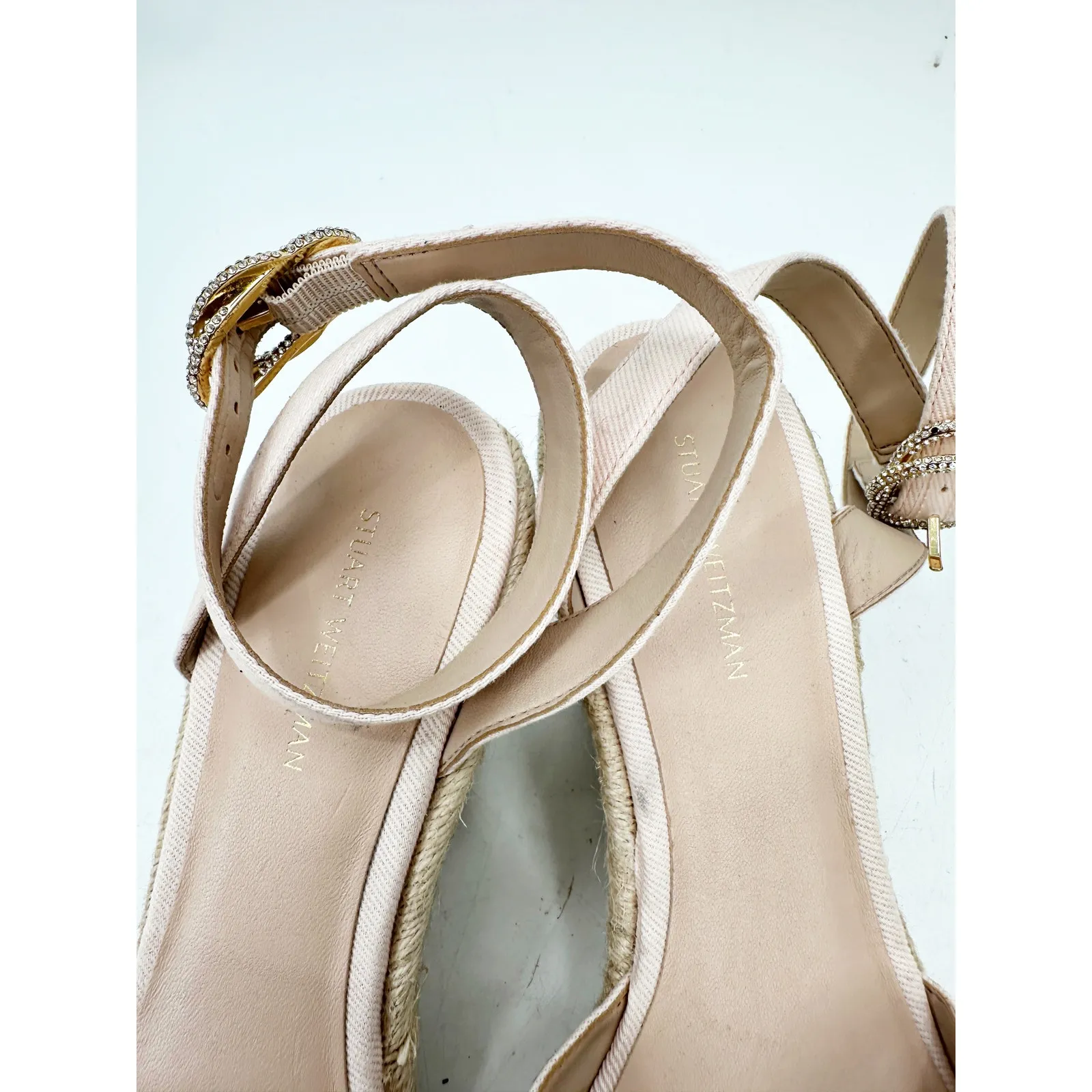 Stuart Weitzman Nude Espadrille Wedge Heel Nude Sandal Pumps Size 8.5 - Image 6