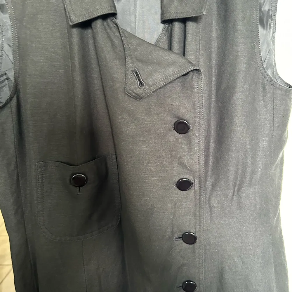 Harve Benard vintage black linen blend button down dress size 12 - Image 6