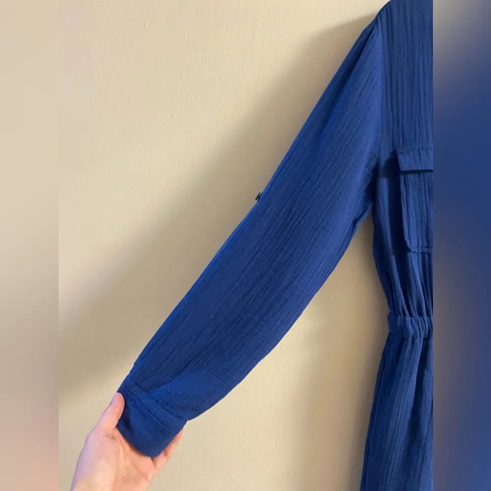 Madewell lightspun tapered leg gauze navy blue jumpsuit women XS/S - Image 7