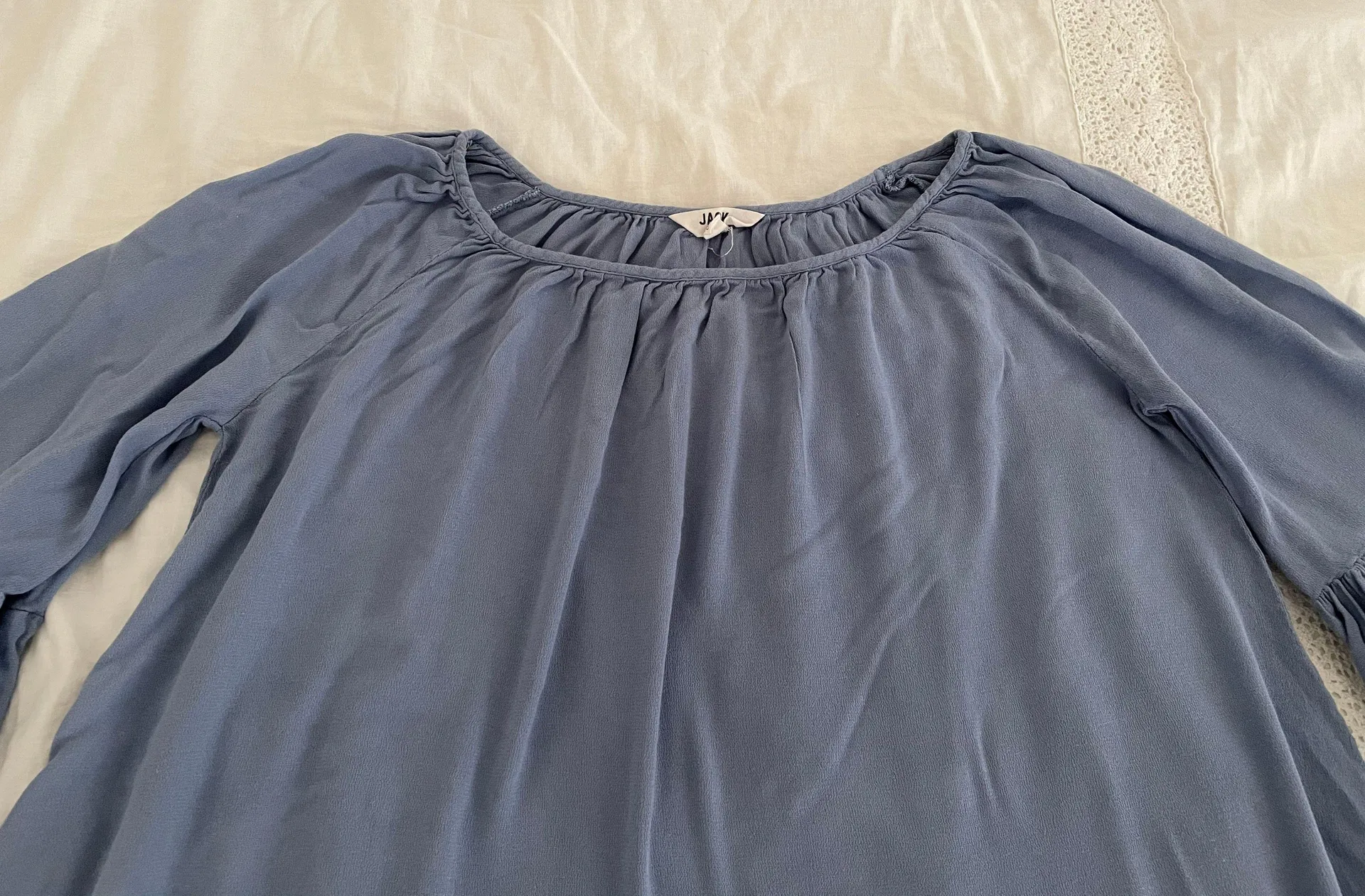 Blue Rayon Boho Bell Sleeves Ruffle Dress, size XS - Image 5