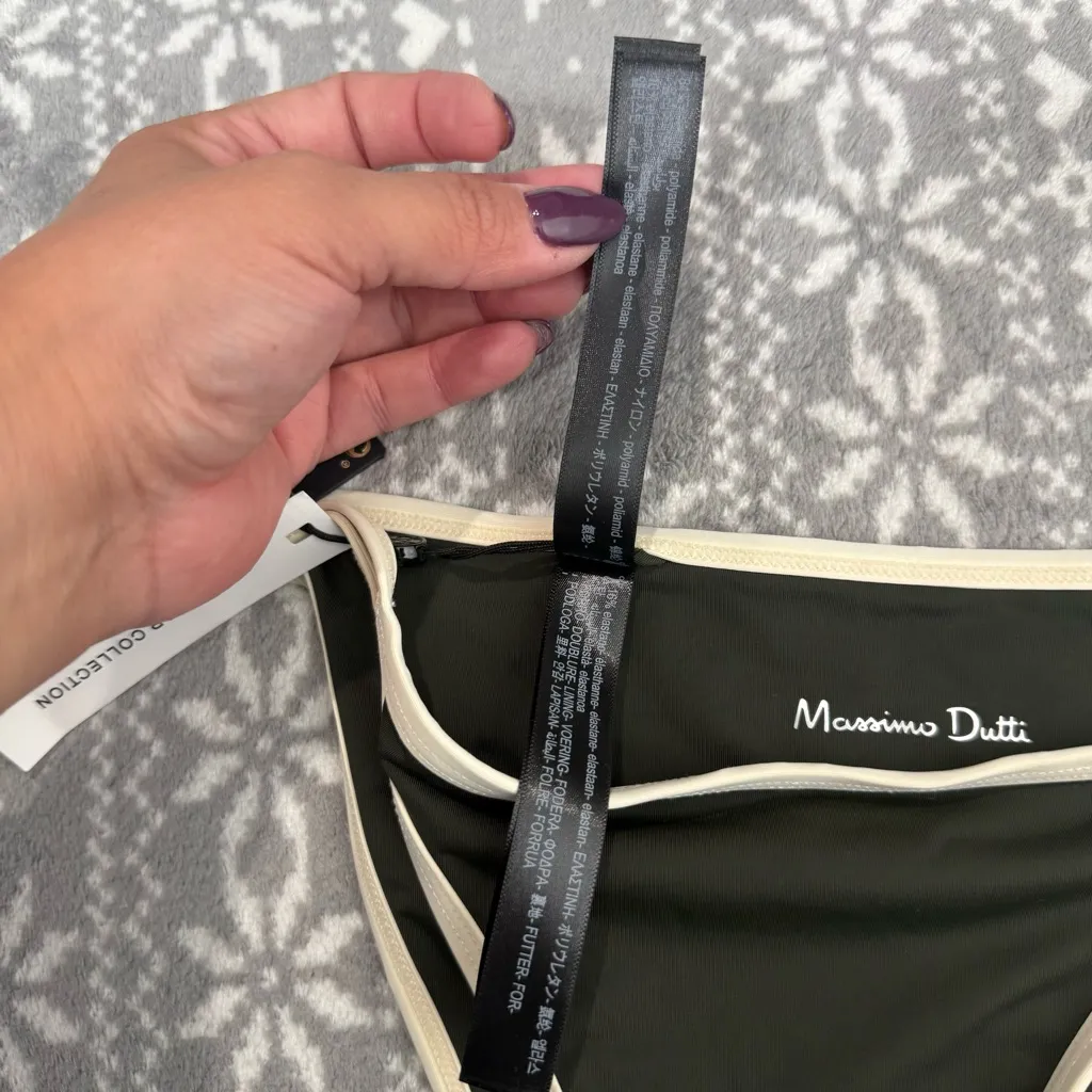 NWT Massimo‎ Dutti Contrast Bikini Bottom In Moss Size Medium - Image 7