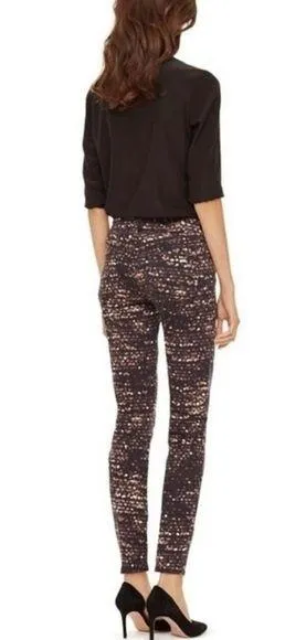 Tory Burch Black Flash Print Slim Skinny Jeans Size 24 - Image 2