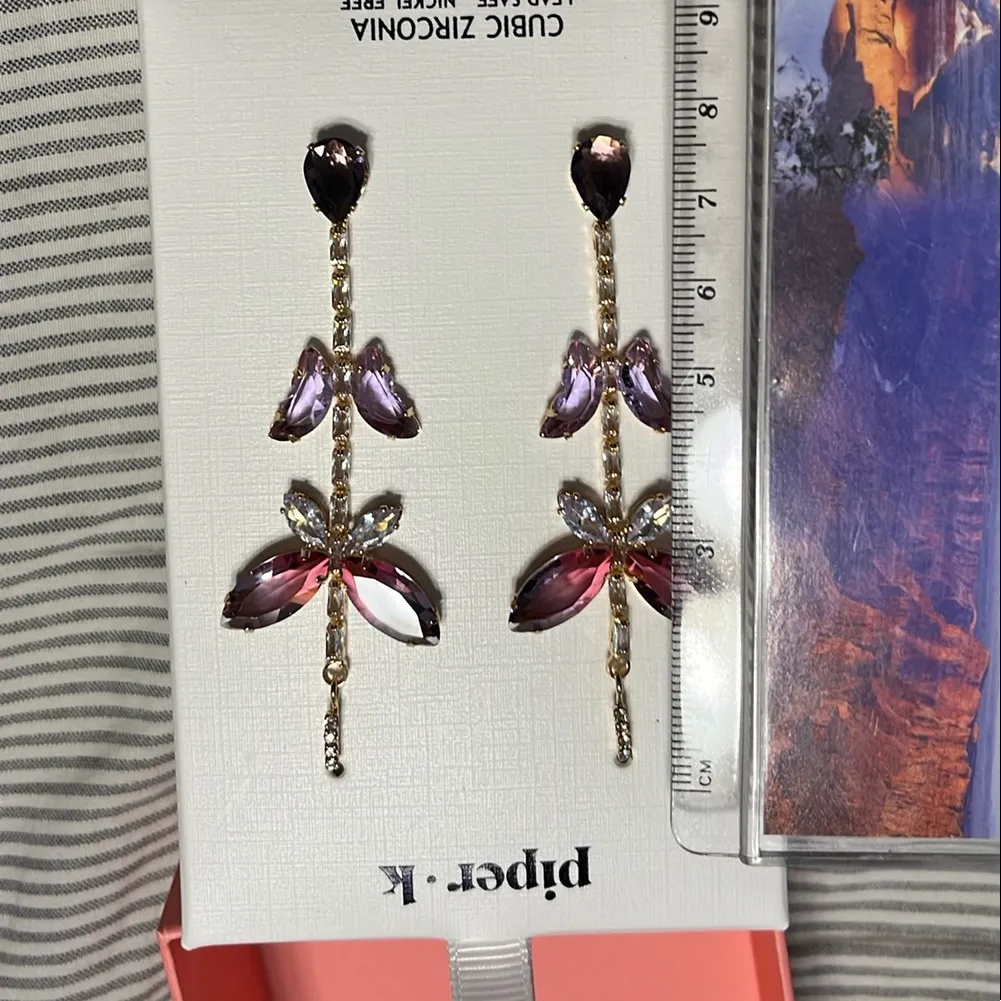 Piper Purple and Gold Butterfly Earrings - Image 5