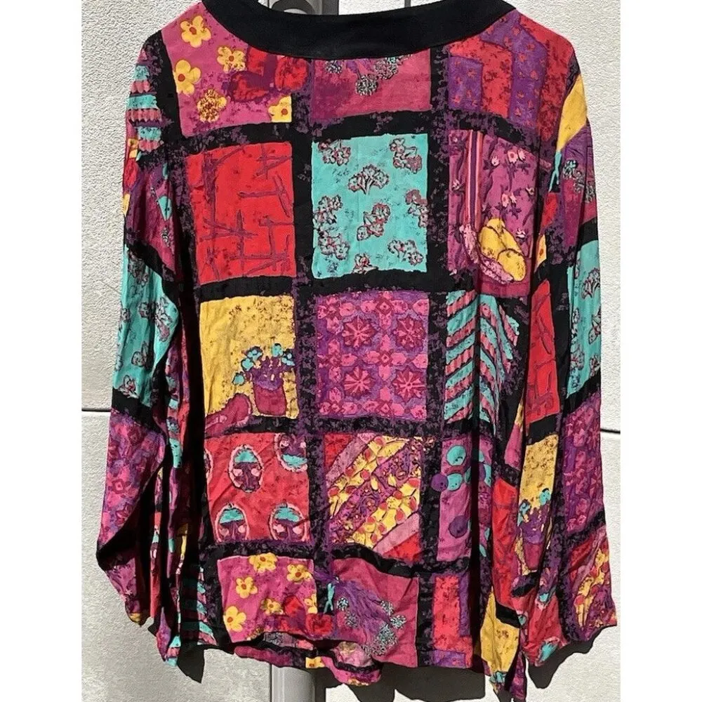 Vintage Carole Little Top Women’s Sz 10 Floral Intricate German Rayon Fabric USA Pink - Image 9