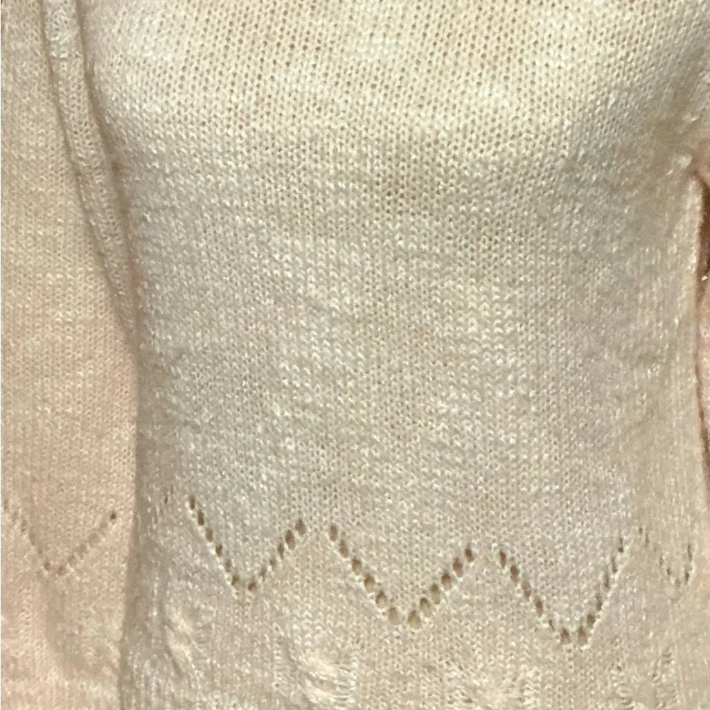 Vintage 1980s Deb Blush Pink Knit Sweater – Mock Neck Button Detail - Image 3