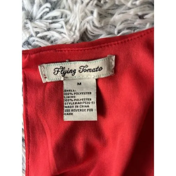 Flying Tomato Dress Women Medium Red Crepe Ruffle Tier Lined‎ Keyhole Back - Image 3
