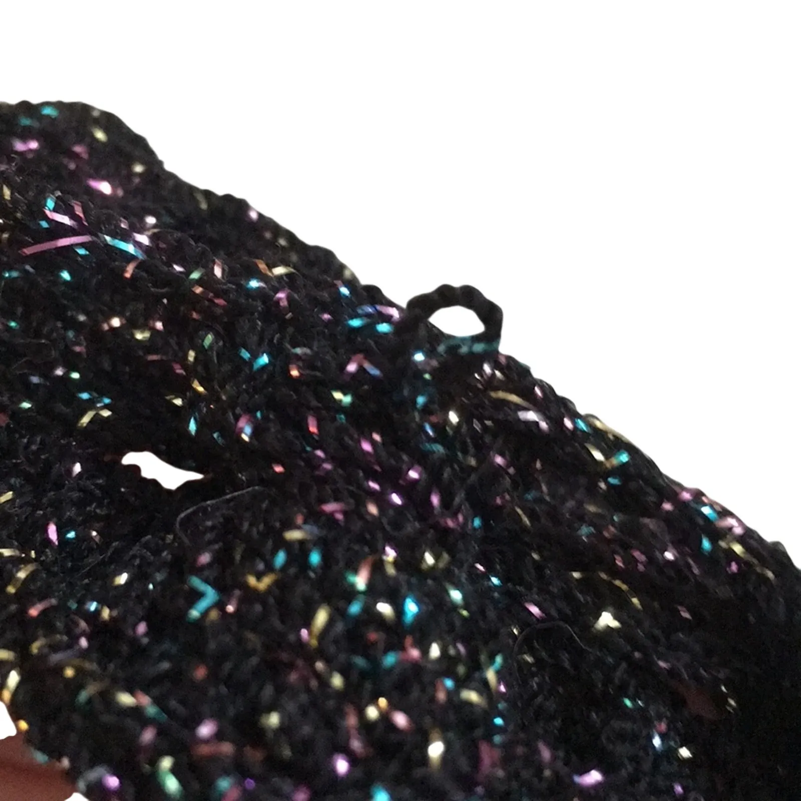 Vintage black and rainbow sparkle knit and crochet black cardigan size L Size L - Image 10