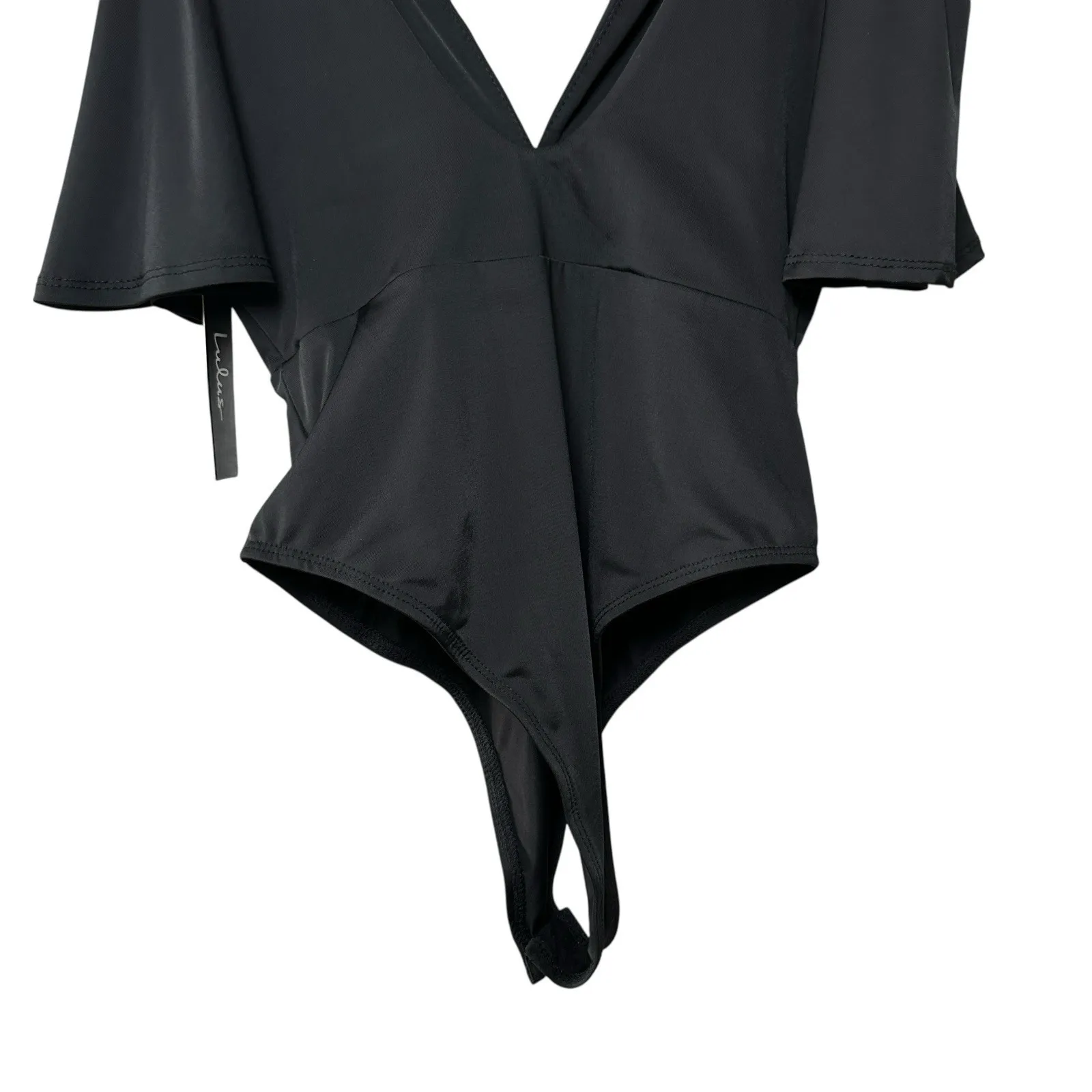 Lulus Slay It With Me Black Off Shoulder Bodysuit XS Flutter Sleeve Sexy Chic - Image 9