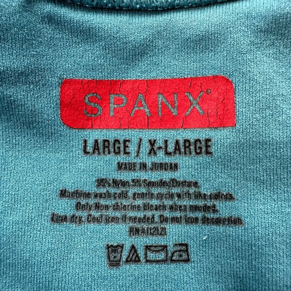 Spanx Ribbed Knit Tank Top Shelf Bra Shapewear Racerback Stretch Blue L/XL - Image 3