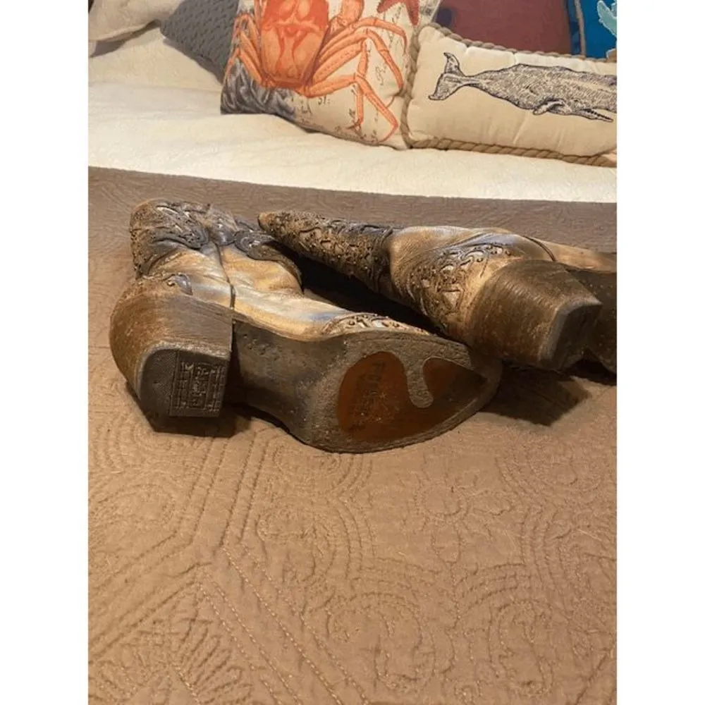 Corral Glitter Inlay Leather boots size 6.5 Tan - Image 5