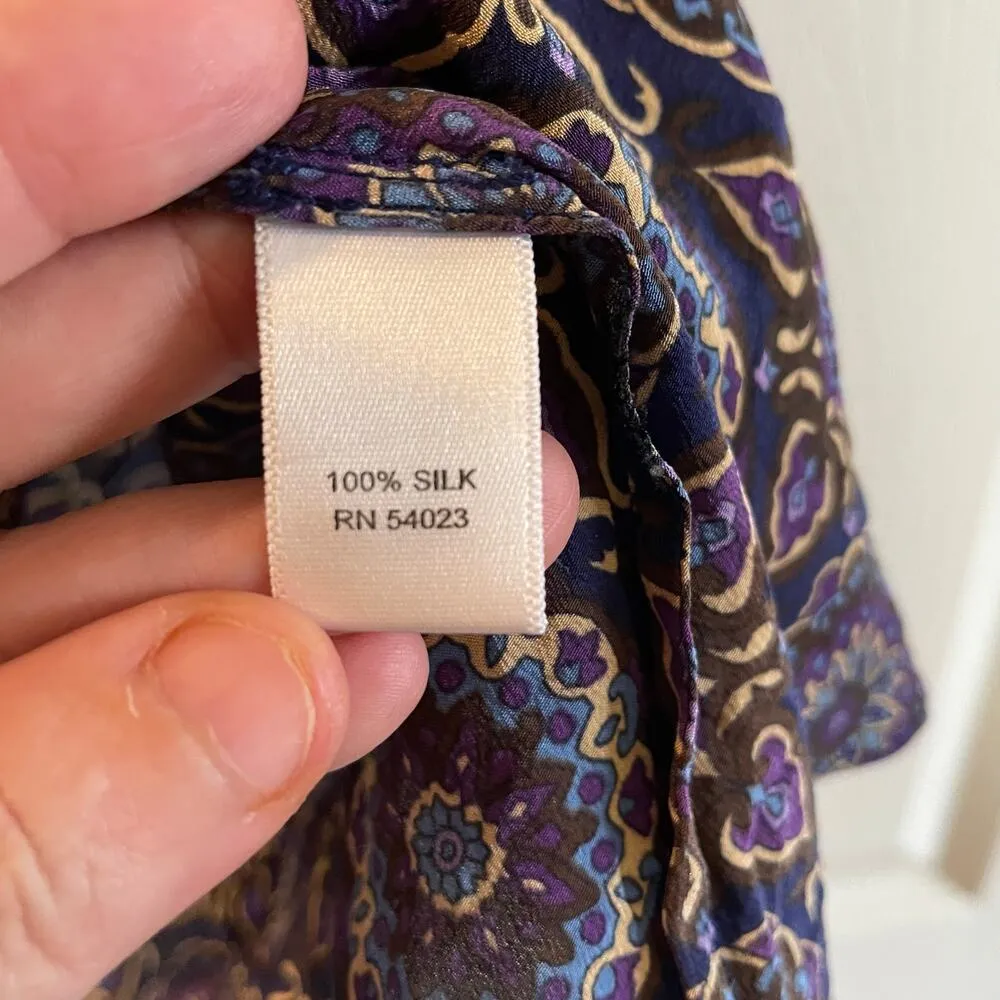 Banana Republic Vibrant Geometric Floral Silk Top - M - Image 4