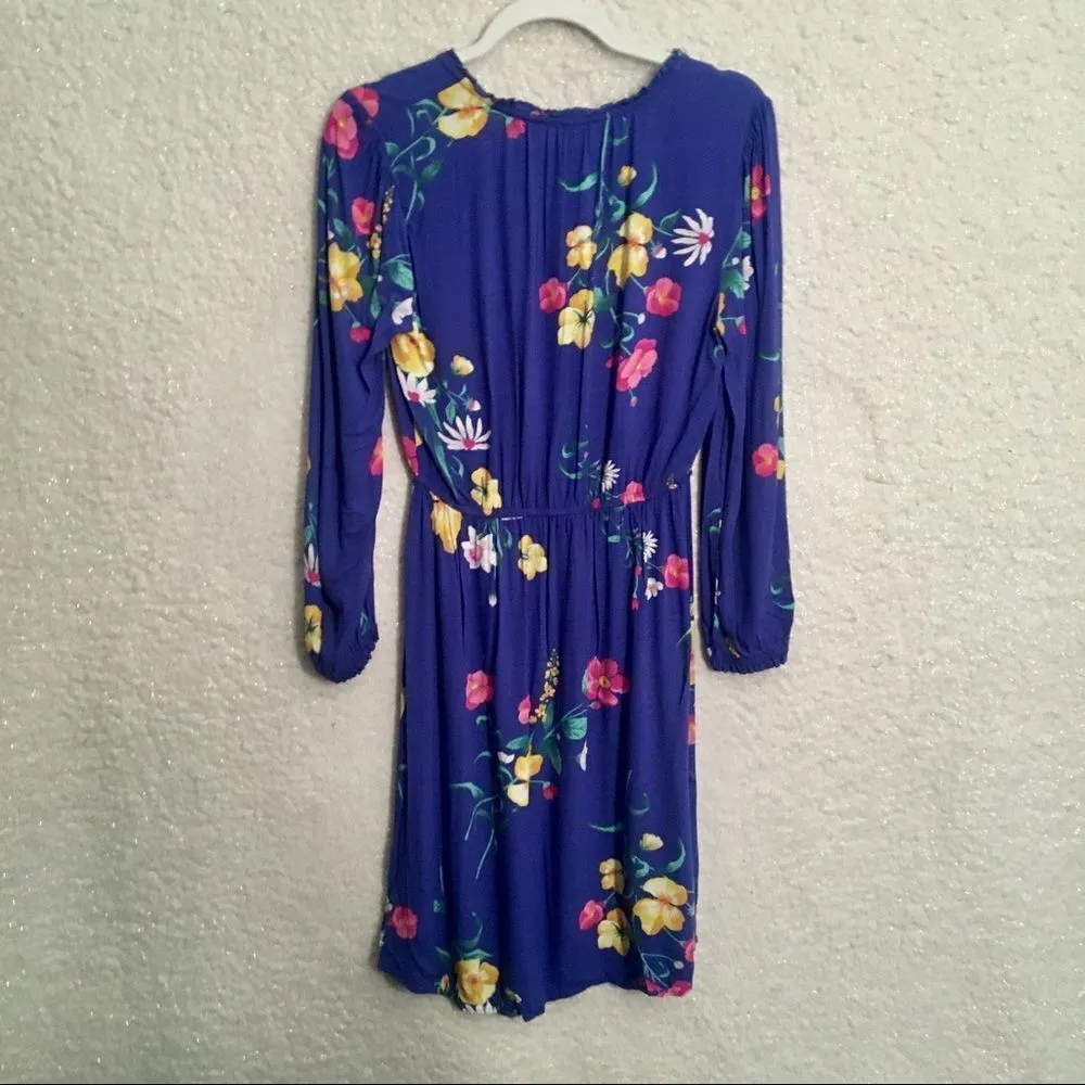 Old Navy Floral Dress Long Sleeve Blue Purple - Image 9