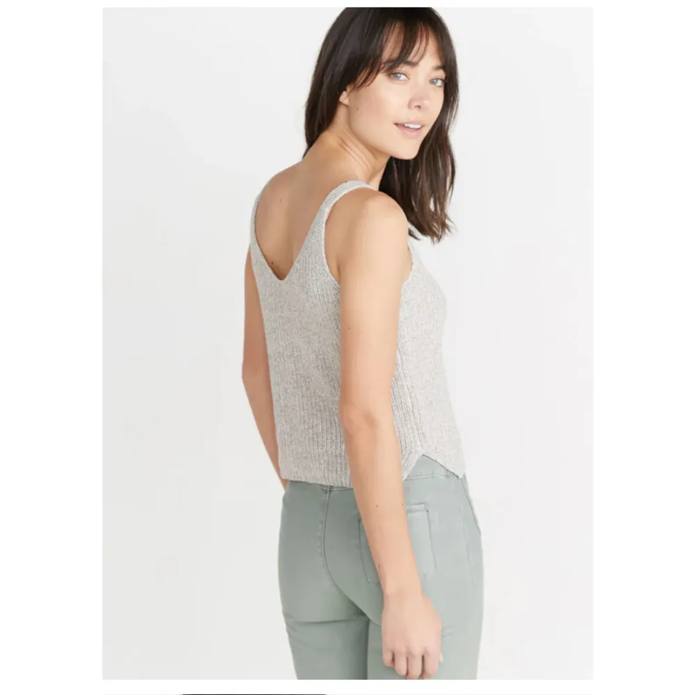 Marine layer Tan Helena Marled Flax Linen Blend Double V-Neck Tank TopSize Small - Image 8