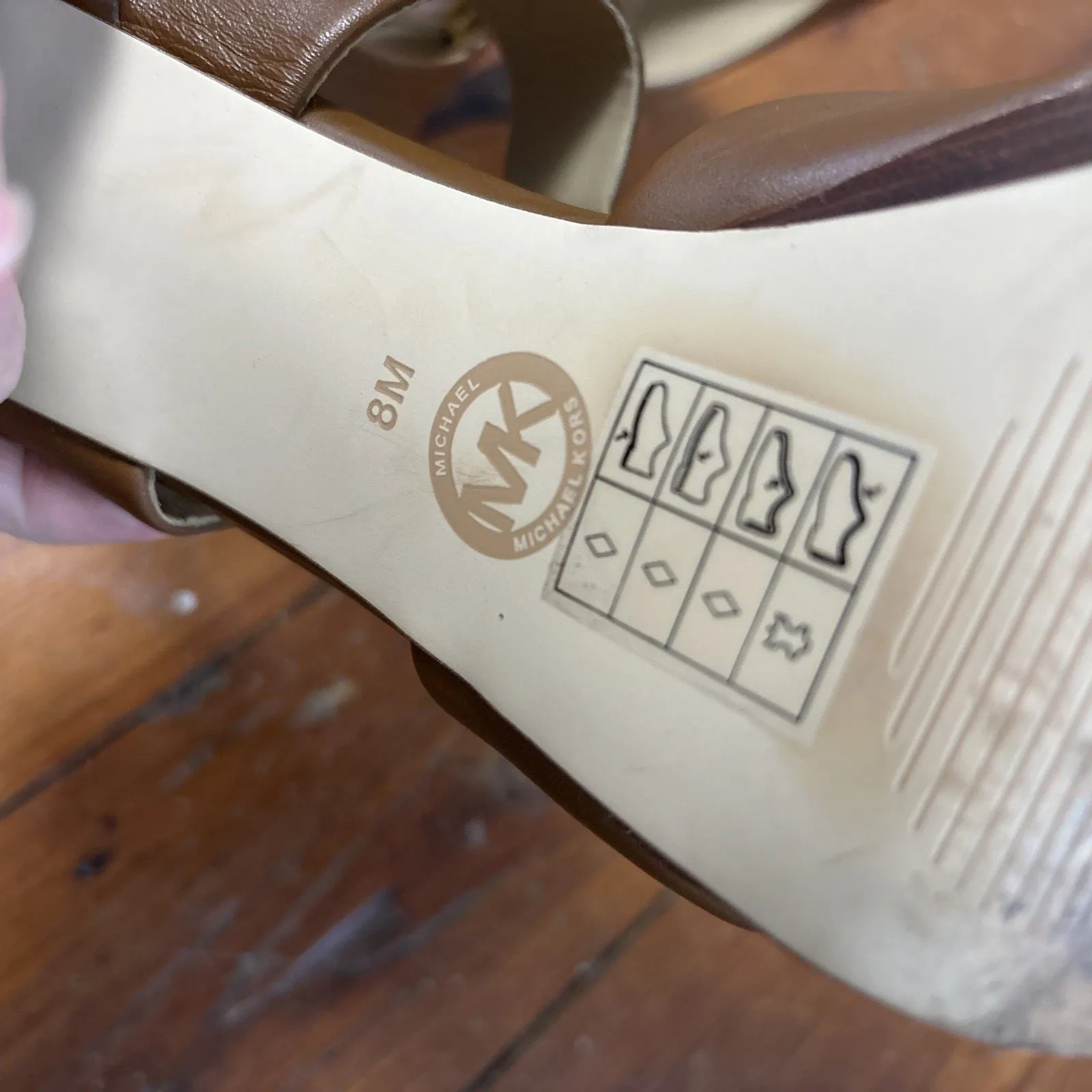 Michael Kors Womens Shoes Size 8 High Heeled Brown Tan Sandals - Image 6