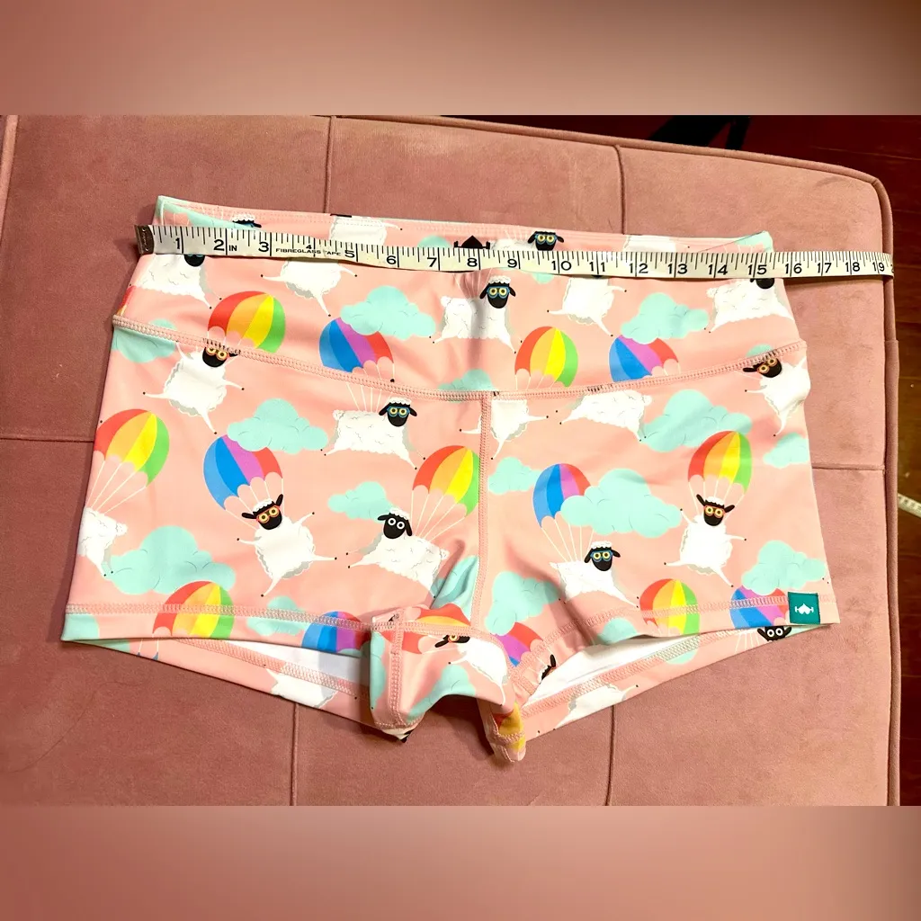 Wodbottom Rainbow Sheep Parachute Spandex Shorts Size Large Pink - Image 5