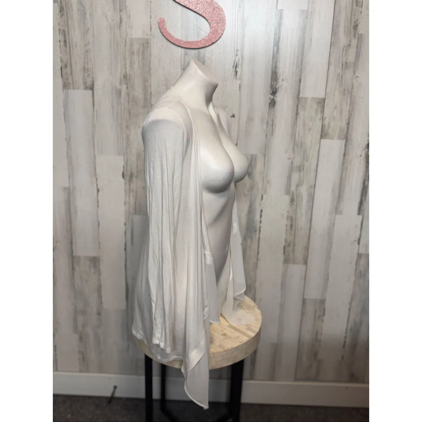 Elle White Lightweight Waterfall Cardigan Size Small - Image 7