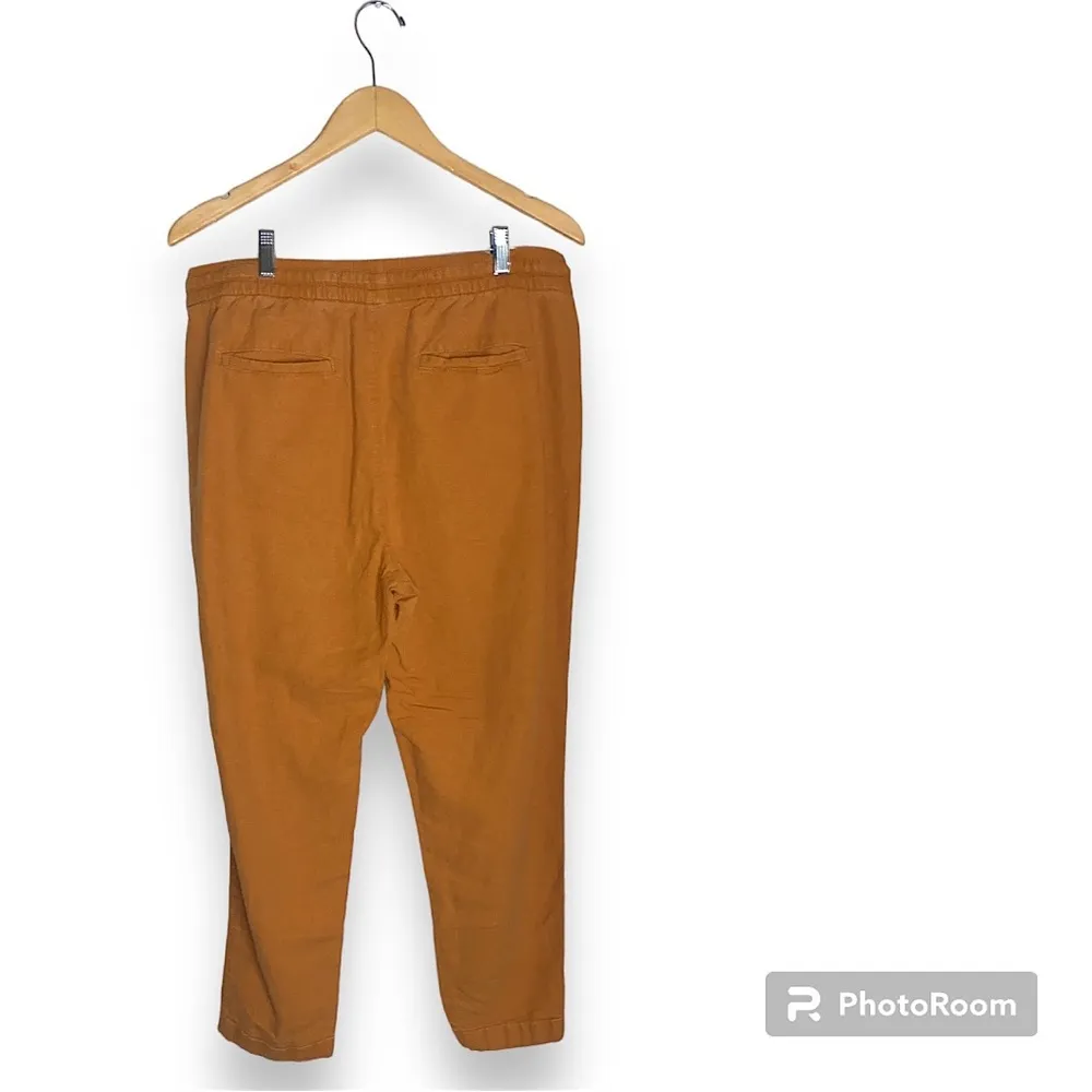 Old navy linen tapered pants with drawstring waist - tigers eye orange - Image 2
